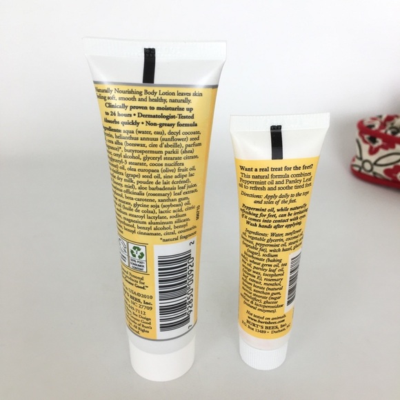 Burt's Bees NEW Kiss Lock Bag 5 Piece Gift Set Lotion Hand Foot Cuticle Creme - Picture 7 of 13
